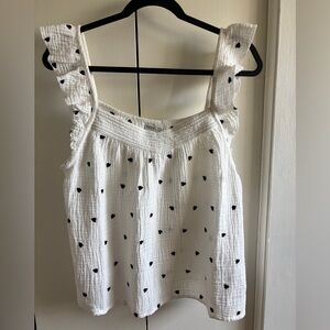 Ruffle sleeve pajama top size L NWT